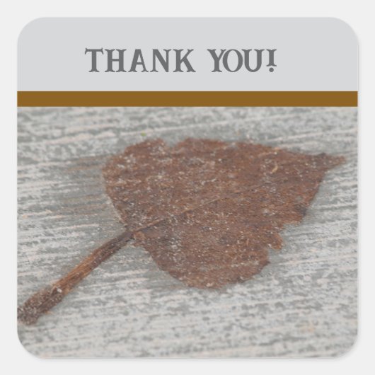 Leaf thank you vierkante sticker (Voorkant)