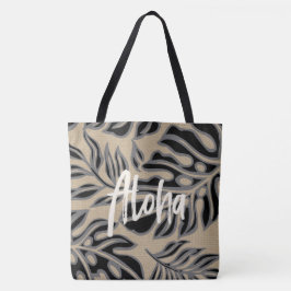 Leaf Tiki Black Hawaiian Tropical Beach Bag Tote Bag