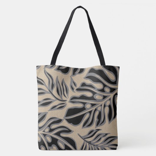 Leaf Tiki Black Hawaiian Tropical Beach Bag Tote Bag (Achterkant)