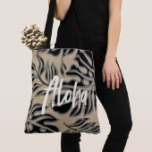 Leaf Tiki Black Hawaiian Tropical Beach Bag Tote Bag (Dichtbij)