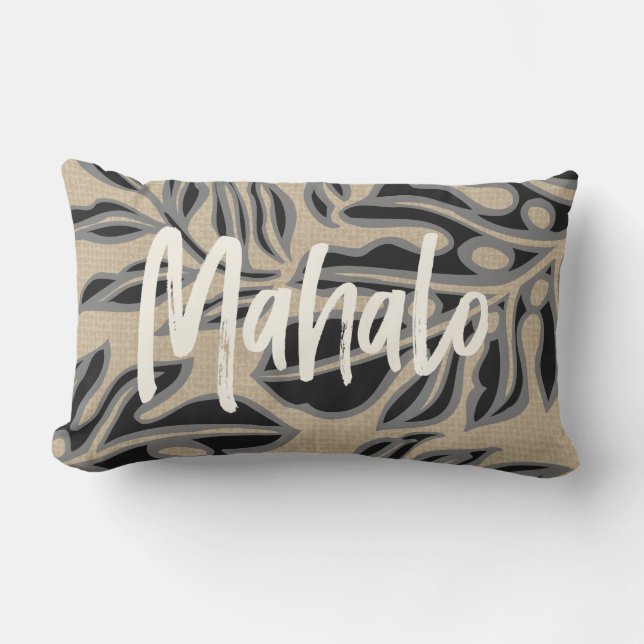 Leaf Tiki Charkolen Hawaiian Tropisch Omkeerbaar Buitenkussen (Voorkant)