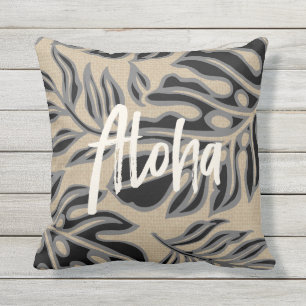 Leaf Tiki Charkolen Hawaiian Tropisch Omkeerbaar Buitenkussen