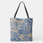 Leaf Tiki Indigo Blue Hawaiian Tropical Beach Bag Tote Bag (Achterkant)
