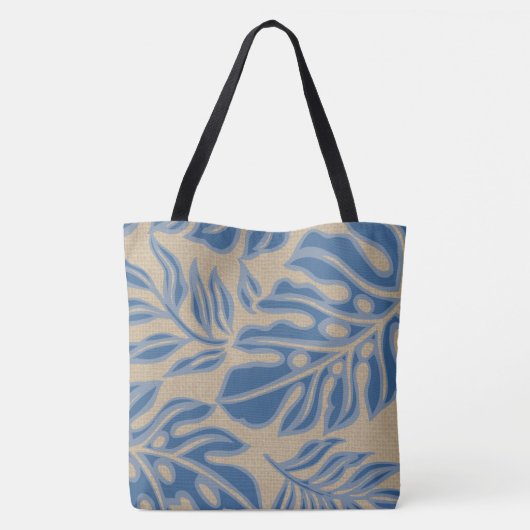 Leaf Tiki Indigo Blue Hawaiian Tropical Beach Bag Tote Bag (Achterkant)