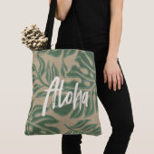 Leaf Tiki Sage Green Hawaiian Tropical Beach Bag Tote Bag (Dichtbij)