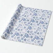 Leaf van Navy Blue en White Waterverf Cadeaupapier (Uitgerold)
