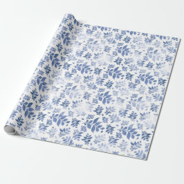 Leaf van Navy Blue en White Waterverf Cadeaupapier