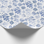 Leaf van Navy Blue en White Waterverf Cadeaupapier (Hoek)