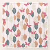 Leaf & Vlinder in Boho stijl Onderzetter Glazen Onderzetter (Voorkant)