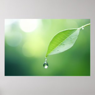 Leaf Water Drop Natuur Serene Tranquil Poster