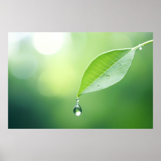 Leaf Water Drop Natuur Serene Tranquil Poster (Voorkant)