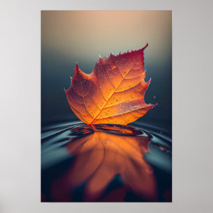 Leaf Water Kalm Tranquil Natuur Vreedzaam Seizoen Poster