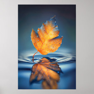 Leaf Water Kalm Tranquil Natuur Vreedzaam Seizoen Poster