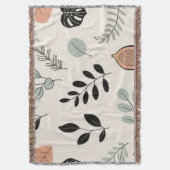Leaf Whisper – Minimale Botanische Lijnkunstdeken Deken (Voorkant Verticaal)