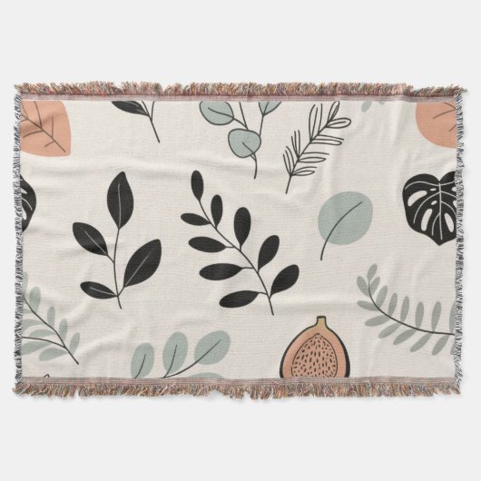 Leaf Whisper – Minimale Botanische Lijnkunstdeken Deken (Voorkant)
