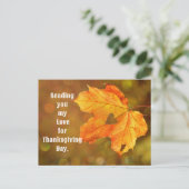 Leaf With Heart Thanksgiving Postcard Briefkaart (Staand voorkant)
