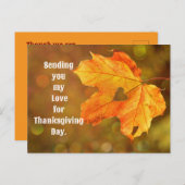 Leaf With Heart Thanksgiving Postcard Briefkaart (Voorkant / Achterkant)