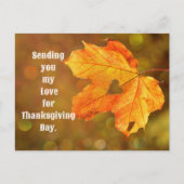 Leaf With Heart Thanksgiving Postcard Briefkaart (Voorkant)