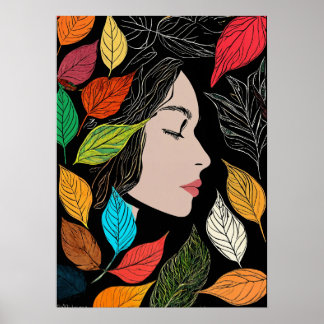 Leaf Woman: Tranquil Essence Poster