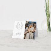 Leaf Wreath Monogram Photo Wedding Bedankkaart (Voorkant)