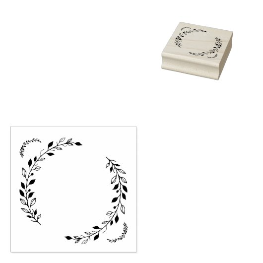 Leaf Wreath Rubber Stamp Rubberstempel (Gestempeld)