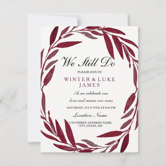 Leaf Wreath We hebben nog steeds een uitnodiging t (Voorkant)