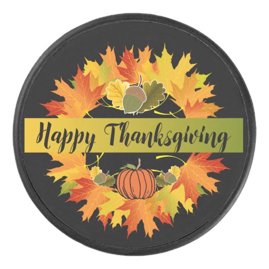 Leaf WreatThanksgiving Hockey Puck (Voorkant)