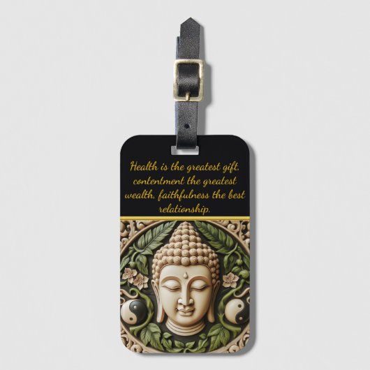 Leaf & Yin Yang Carving | AI Art Bagagelabel (Voorkant (verticaal))