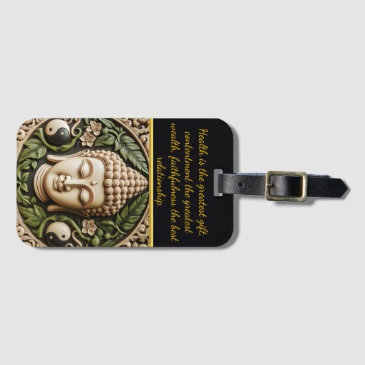 Leaf & Yin Yang Carving | AI Art Bagagelabel (Voorkant (horizontaal))