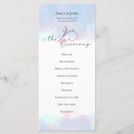  Leaf Zwart Script Pastel Waterverf Bruiloft Programmakaart