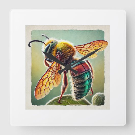 Leafcutter bee 160724IREF254 - Watercolor Vierkante Klok (Voorkant)