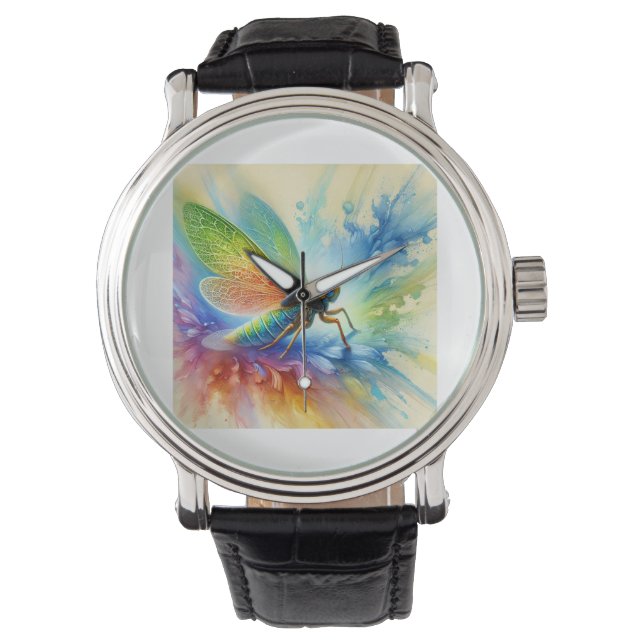 Leafhopper 151024AREF114 - Watercolor Horloge (Voorkant)