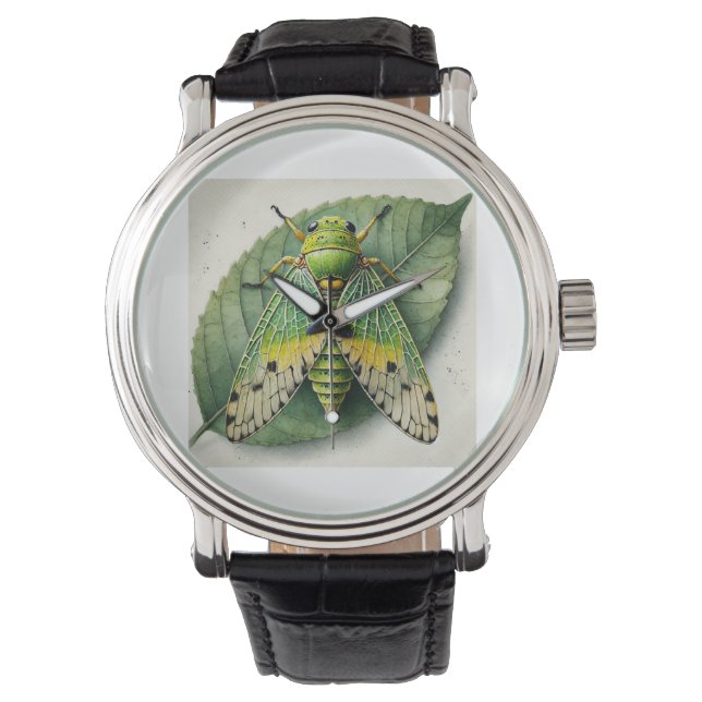 Leafhopper 230924IREF251 - Watercolor Horloge (Voorkant)