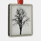 Leafless Tree in Winter Silhouette Metalen Ornament (Rechts)
