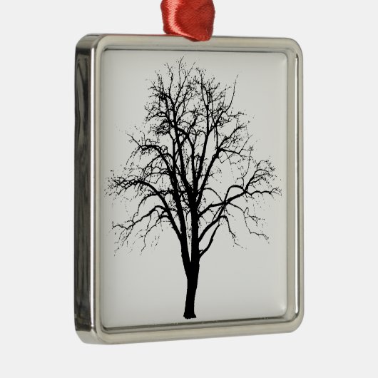 Leafless Tree in Winter Silhouette Metalen Ornament (Rechts)