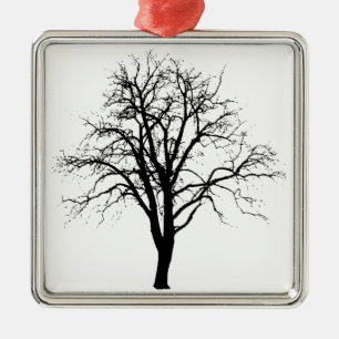 Leafless Tree in Winter Silhouette Metalen Ornament