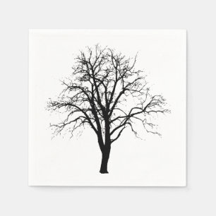 Leafless Tree in Winter Silhouette Servetten