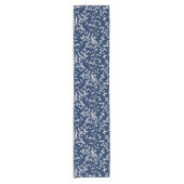 Leafline Spread Navy Wit Korte Tafelloper (Voorkant)
