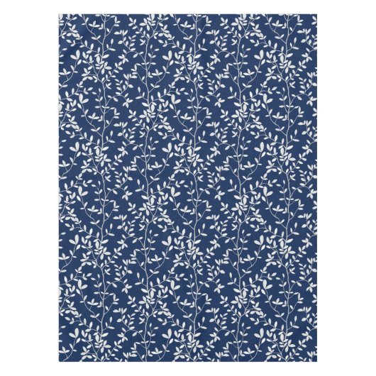 Leafline Spread Navy Wit Tafelkleed (Voorkant)