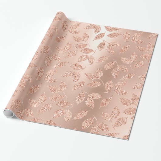 Leafs Botanisch Roos Glam Koperkoper Cadeaupapier (Uitgerold)
