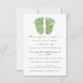Leafs Glitter White Mint Green Baby shower Feet Kaart (Voorkant)