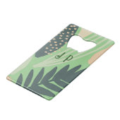 Leafy Art Pattern Green Creditkaart Flessenopener (Voorkant Gekanteld)