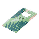 Leafy Art Pattern Green Creditkaart Flessenopener (Achterkant Gekanteld)