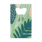 Leafy Art Pattern Green Creditkaart Flessenopener (Achterkant)