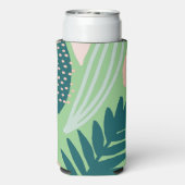 Leafy Art Pattern Green Seltzer Blikjeskoeler (Seltzer Achterkant)