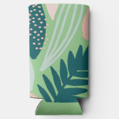 Leafy Art Pattern Green Seltzer Blikjeskoeler (Achterkant)