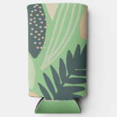 Leafy Art Pattern Green Seltzer Blikjeskoeler (Voorkant)