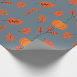 Leafy Autumn Naadloos inpakpapier met pompoenen