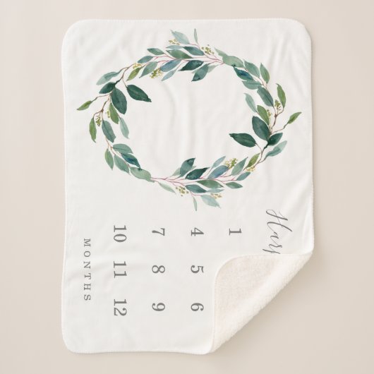 Leafy Baby Milestone Sherpa Deken (Voorkant)