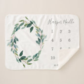 Leafy Baby Milestone Sherpa Deken (Voorkant (horizontaal))